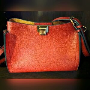 Dune London handbag. Red exterior. Beige interior